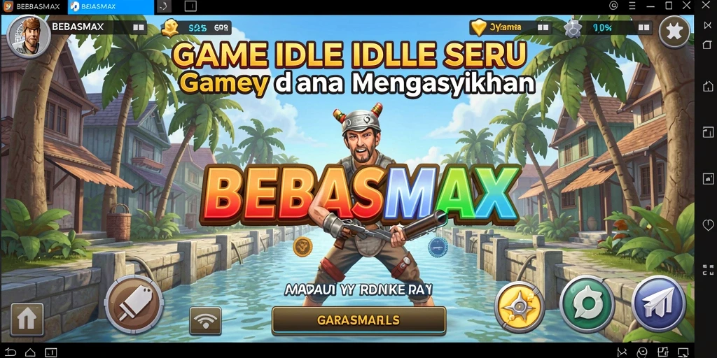 Tangkapan layar gameplay BEBASMAX menampilkan karakter bekerja secara otomatis.