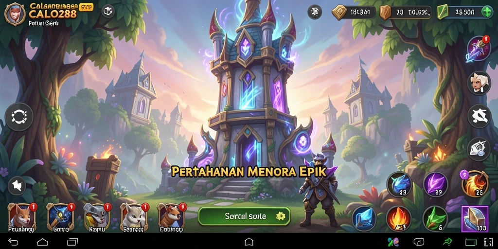 Tampilan gameplay menarik dalam permainan Tower Defense CALO288.