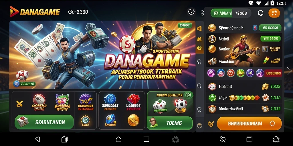 Screenshot utama DANAGAME menunjukkan permainan taruhan olahraga yang seru dan interaktif.