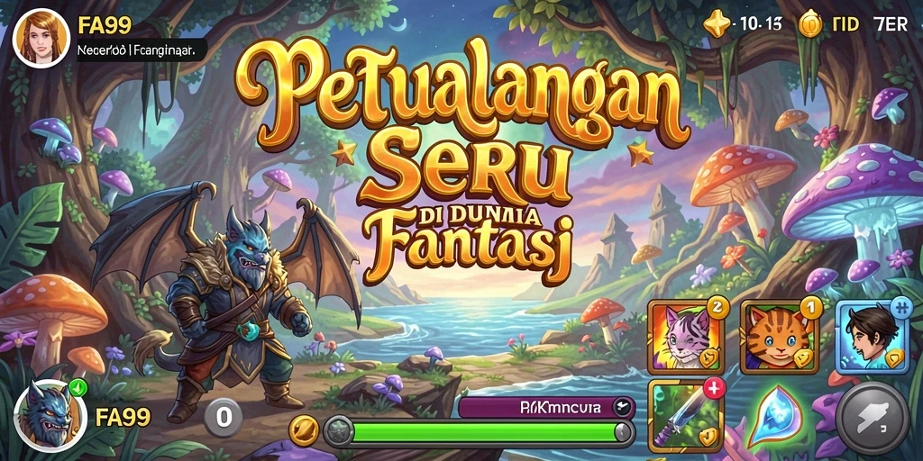 Tampilkan gameplay seru petualangan di dunia fantasi.