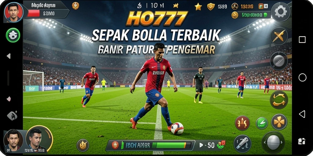 Screenshot permainan HO777 menampilkan aksi sepak bola yang mendebarkan.