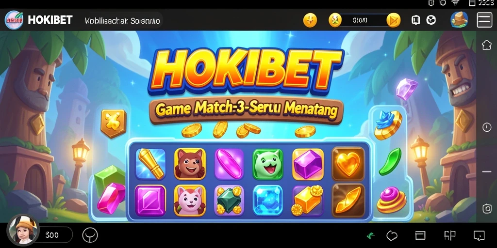 Tangkapan layar HOKIBET menampilkan gameplay Match-3 yang seru.