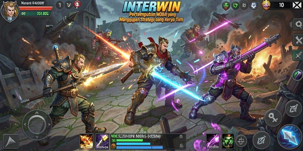 Tampilan seru gameplay INTERWIN dalam aksi pertempuran tim.