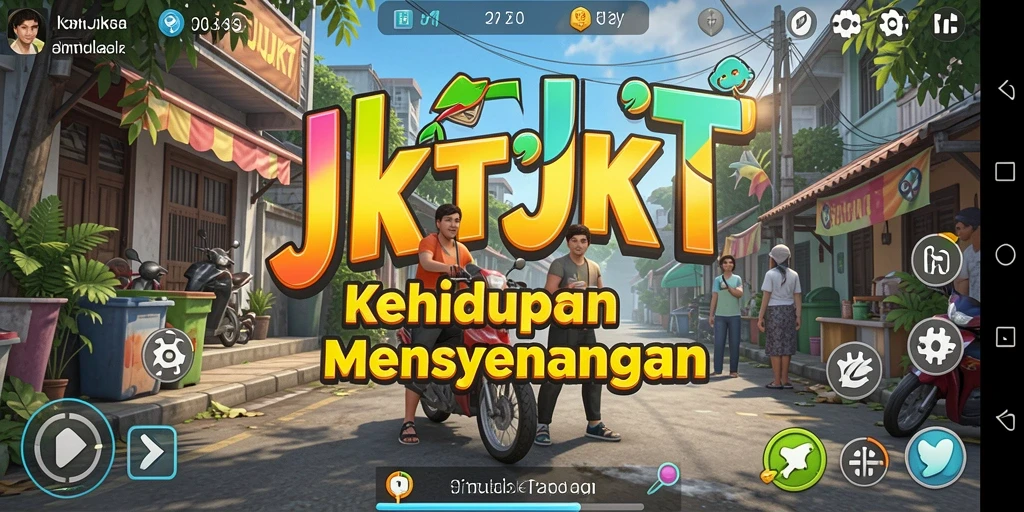 Tampilan gameplay menarik dalam JKTJKT dengan interaksi karakter.