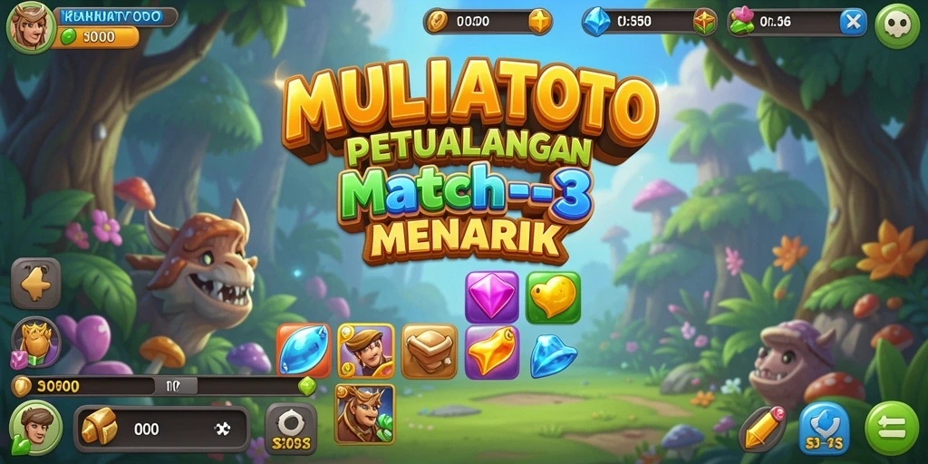 Screenshot gameplay Match-3 yang seru dan penuh warna dari MULIATOTO.