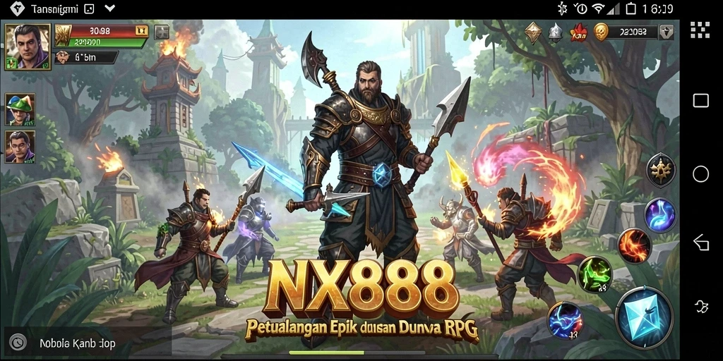 Screenshot menampilkan aksi seru dari gameplay RPG NX888.