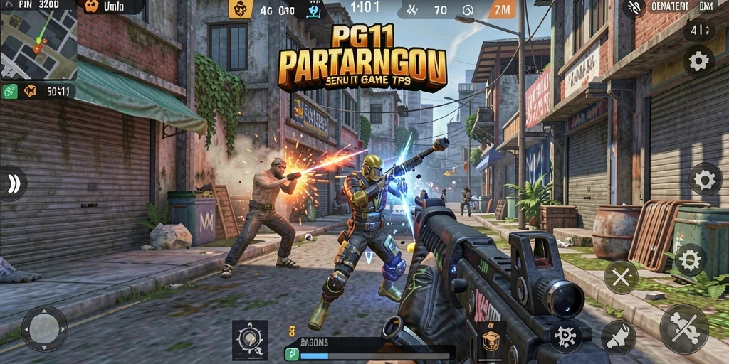 Tampilan gameplay PG11 yang seru dan intens dalam mode TPS.
