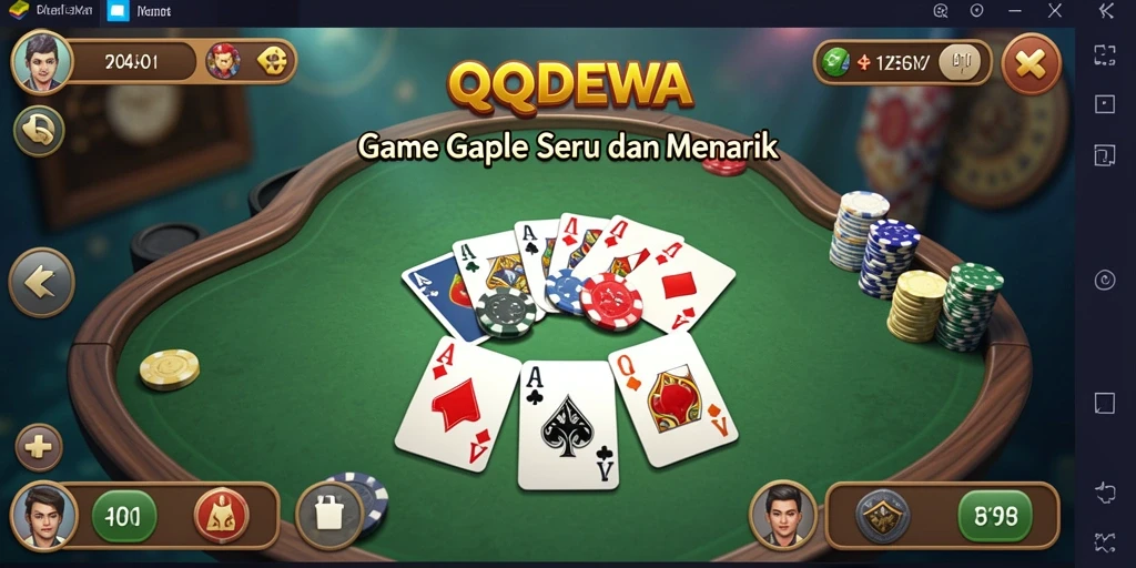 Gameplay seru QQDEWA dalam bermain Gaple secara online.