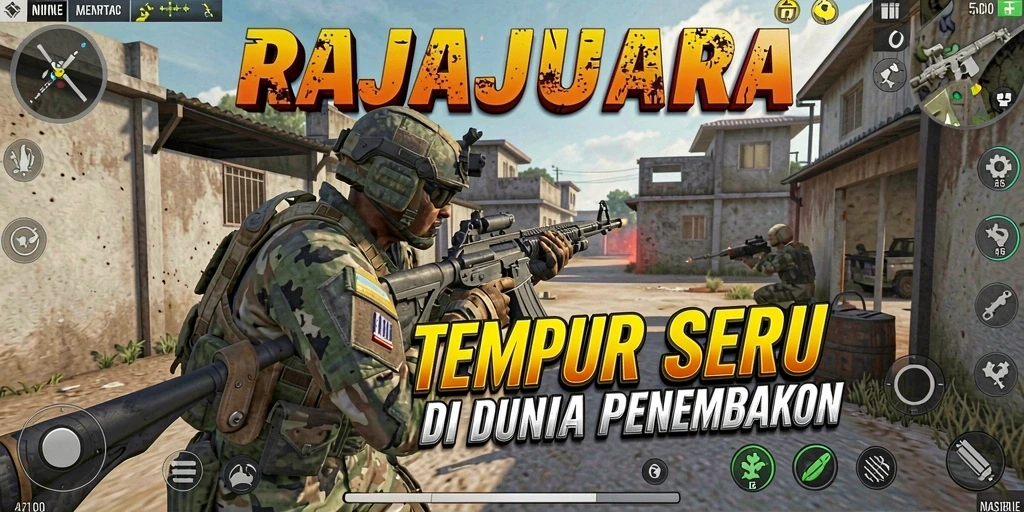 Gameplay seru RAJAJUARA dengan karakter beraksi di medan perang.
