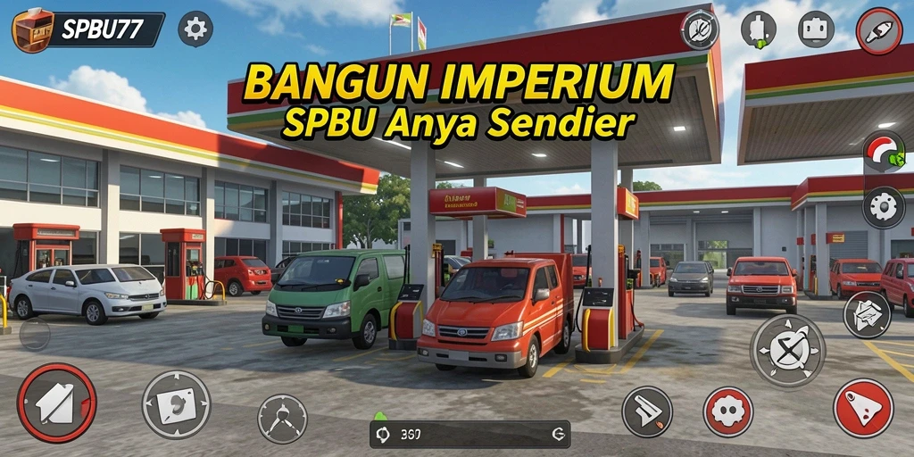 Tampilan gameplay menarik dari SPBU77 dengan manajemen pom bensin.